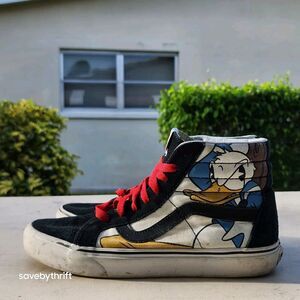 VANS SK8-HI USED‎ SIZE 8 DISNEY MICKEY AND FRIENDS BLACK BEIGE